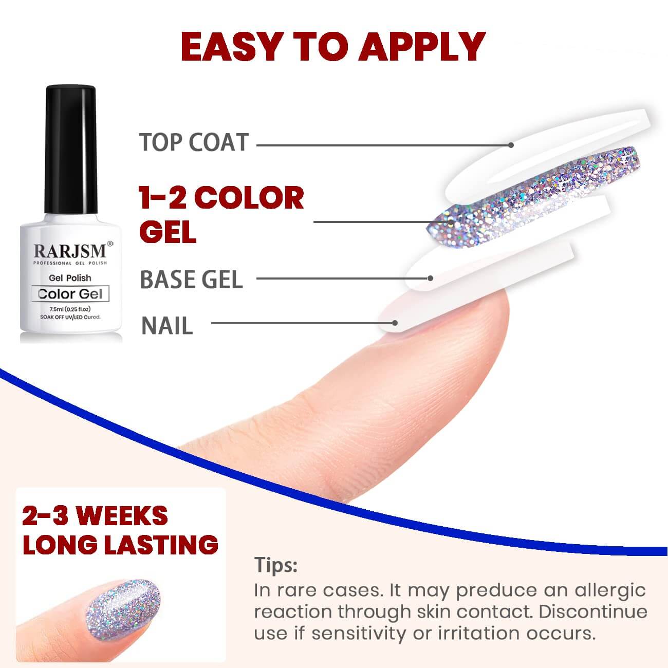 RARJSM ® 6 Colors Diamond Sparkly Glitter Gel Nail Polish Set | 6pcs 7.5ml
