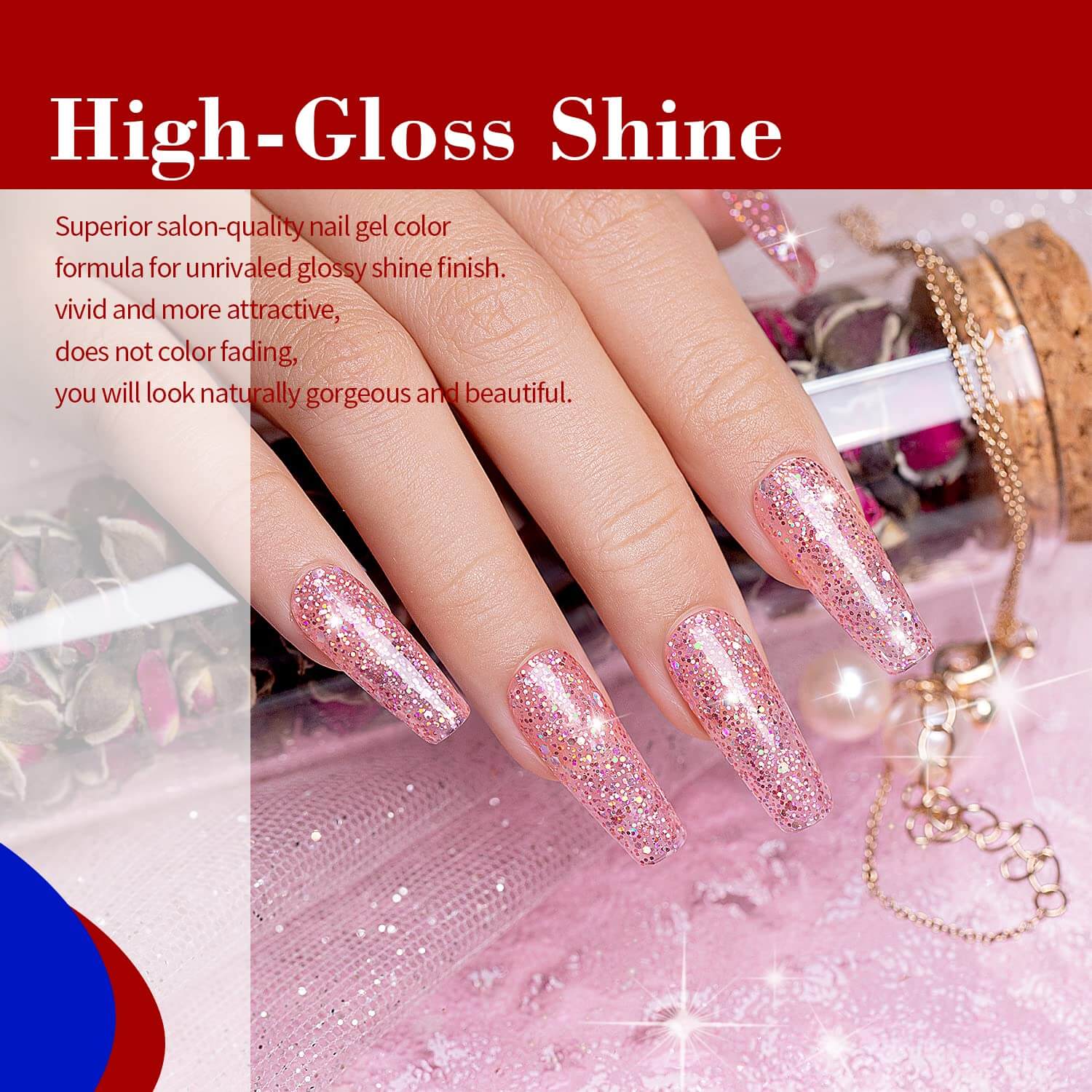 RARJSM ® 6 Colors Diamond Sparkly Glitter Gel Nail Polish Set | 6pcs 7.5ml