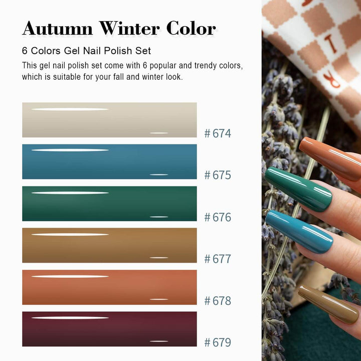 RARJSM ® 6 Colors Scottish Town Autumn Series Classic Color Gel Set | 7.5ml 6pcs