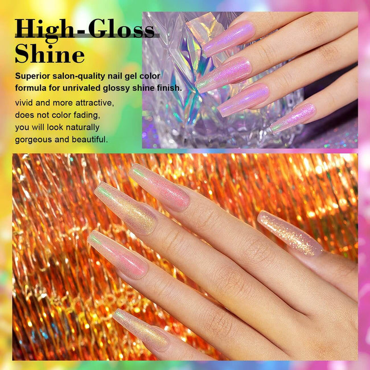 RARJSM ®6 Colors Shell Glitter Top Coat Gel Nail Polish Set | 6pcs 7.5ml - RARJSM