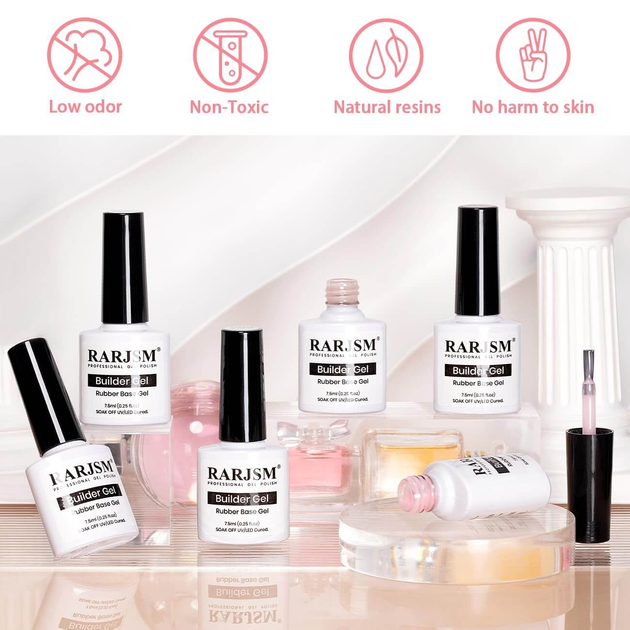 RARJSM ® 6 in 1 Builder Gel |6 Netural Colors Rubber Base Extension Gel Set | 7.5 ml