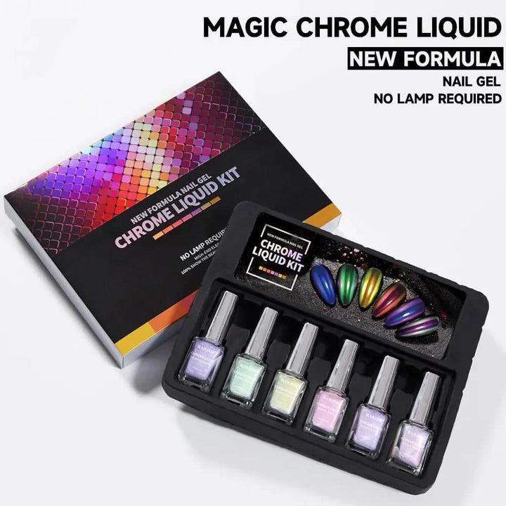 Rarjsm Aurora Magic Liquid chrome gel nail polish