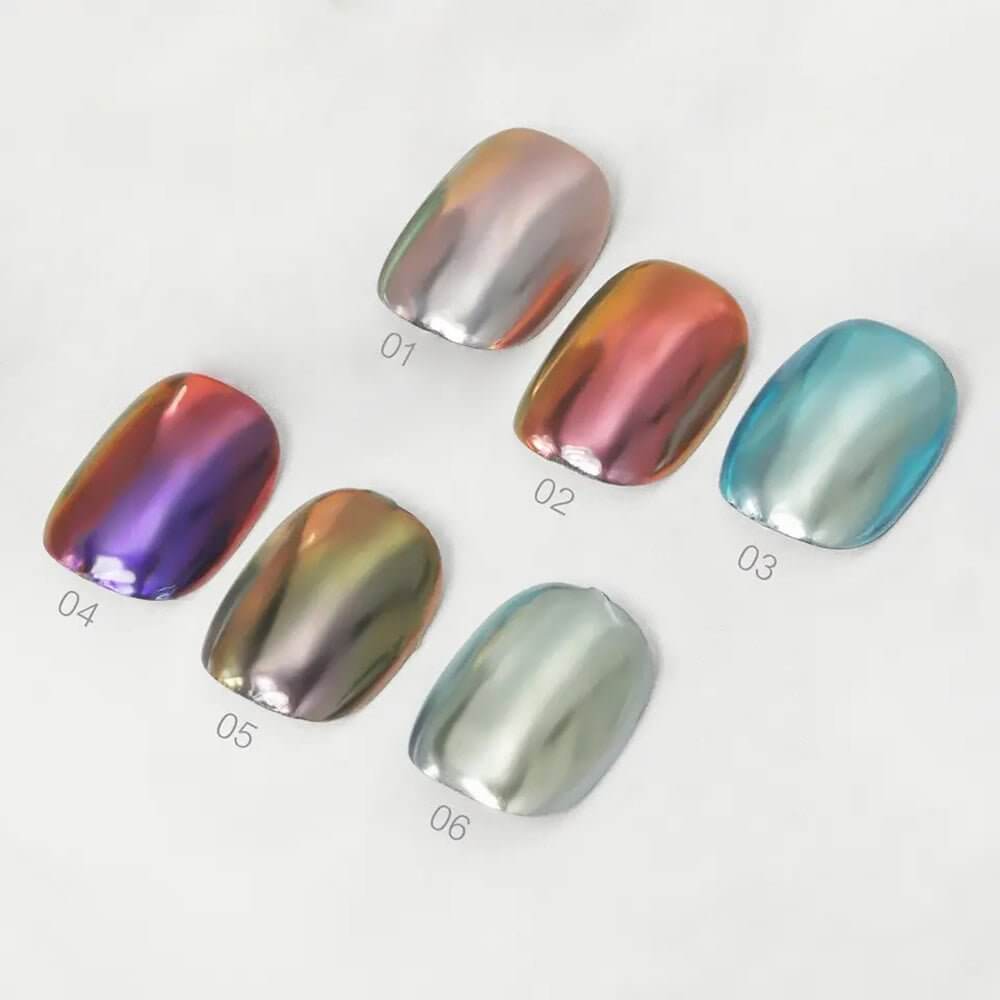 Metallic Chrome Nail Polish Pearl Aurora Mirror Effect