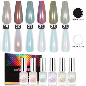 Chrome Pearl Nails Liquid Chrome Powder Kit 6 Colors 5ml Set