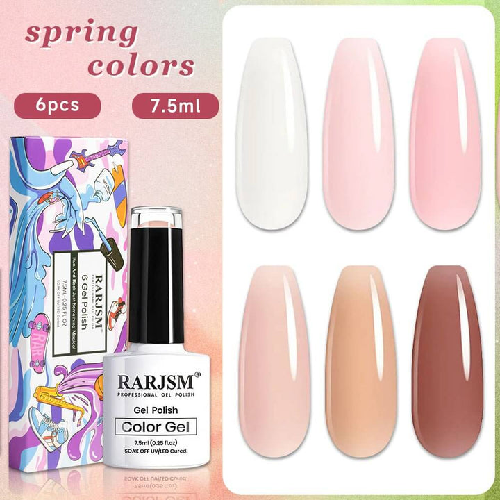 RARJSM ®Classic Color Gel Set | 6 Colors Classical Pink Set | 7.5ml 6pcs