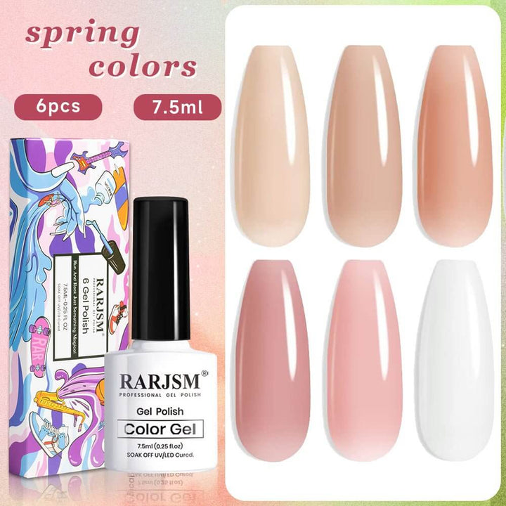 RARJSM ®Classic Color Gel Set | 6 Colors Frech Manicure Gel Polish Set | 7.5ml 6pcs