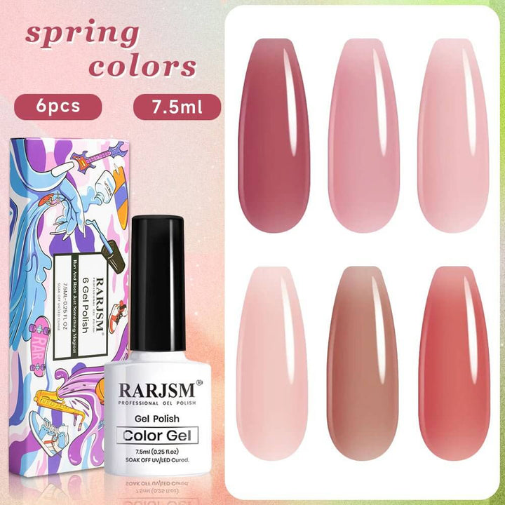 RARJSM ®Classic Color Gel Set | 6 Colors Nude Purple Gel Polish Set | 7.5ml 6pcs