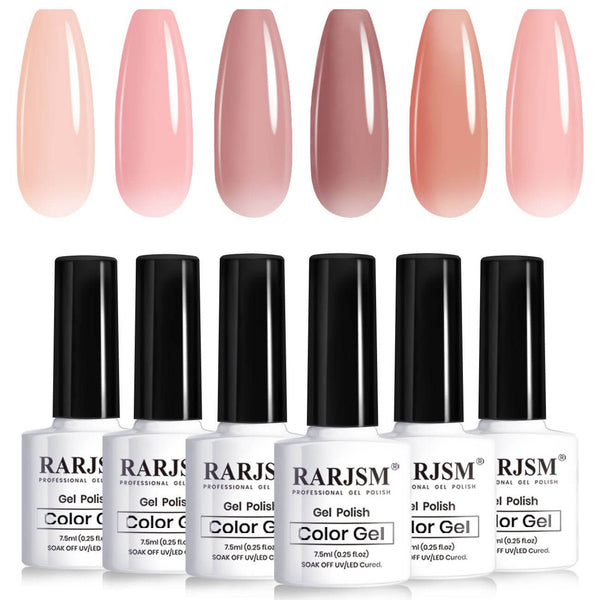 RARJSM ®Classic Color Gel Set | 6 Transparent Natural Colors French Manicure Set | 7.5ml 6pcs - RARJSM