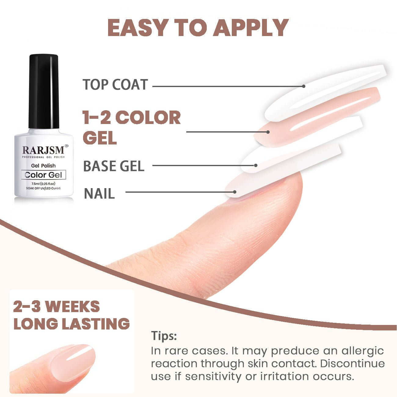 RARJSM ®Classic Color Gel Set | 6 Transparent Natural Colors French Manicure Set | 7.5ml 6pcs
