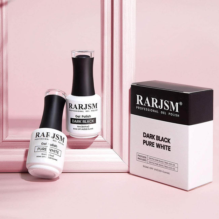 RARJSM ®Classic Color Gel Set | Black & White Gel Nail Polish | 15ml