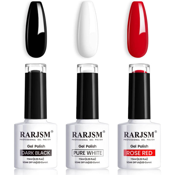 RARJSM ®Classic Color Gel Set | Black White Red Nail Polish Set| 3PCS 7.5ml