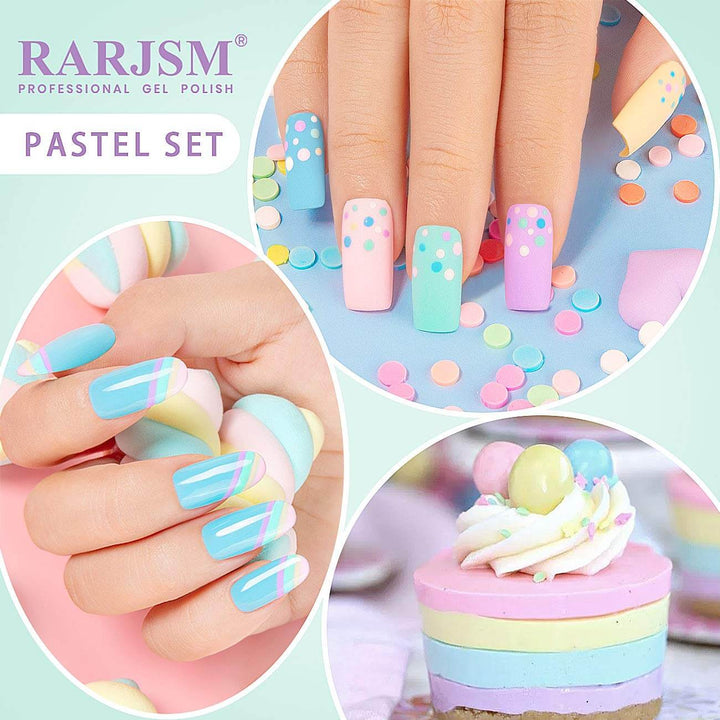 RARJSM ®Classic Color Gel Set |Cotton Candy Gel Nail Polish Kit| Set of 6 Light Neon Colors| 7.5ml 6pcs