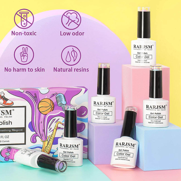 RARJSM ®Classic Color Gel Set |Cotton Candy Gel Nail Polish Kit| Set of 6 Light Neon Colors| 7.5ml 6pcs