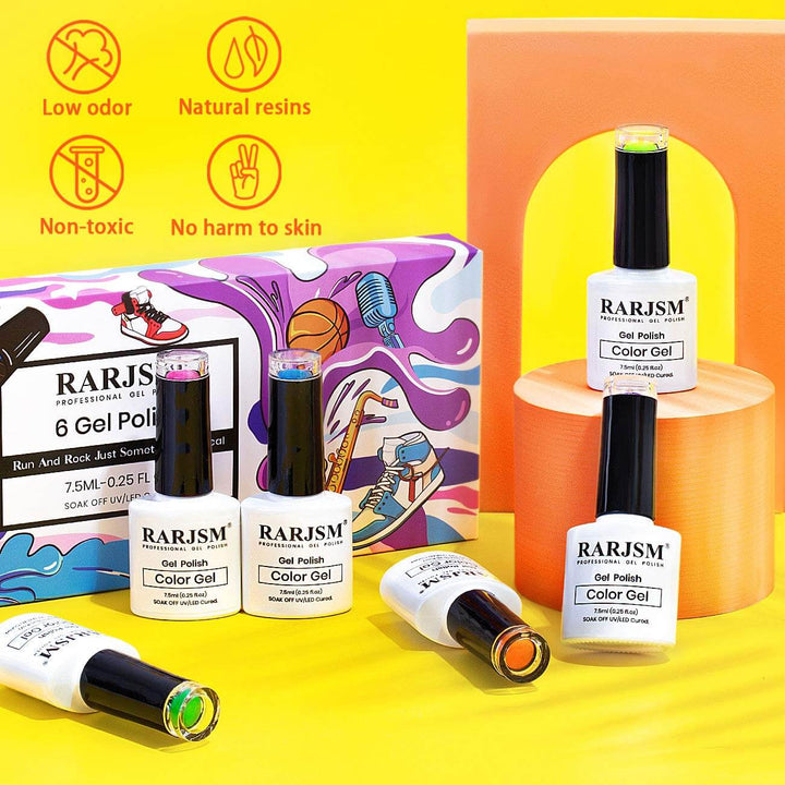 RARJSM ®Classic Color Gel Set |Neon Gel Polish Set| Set of 6 Dark Neon Colors| 7.5ml 6pcs