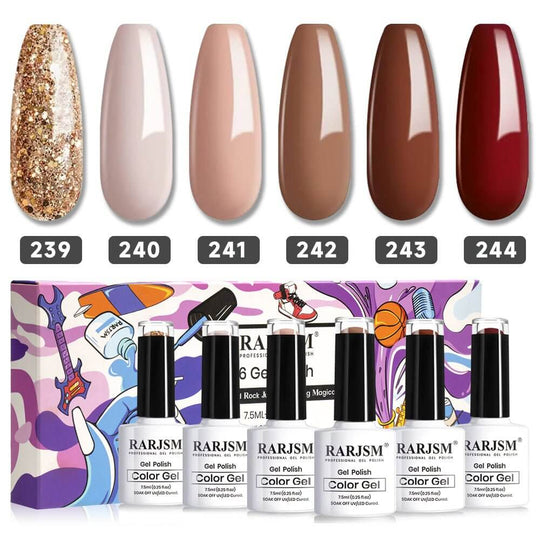 RARJSM ®Classic Color Gel Set | Winter Dark 6 Colors Collection Nail Polish Set | 7.5ml 6pcs