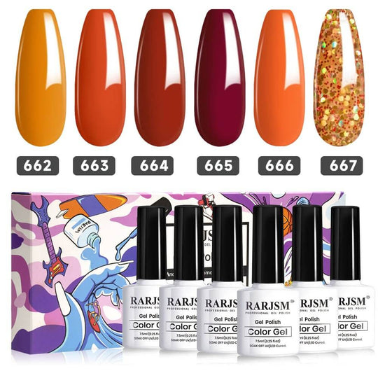 RARJSM ® Golden Thanksgiving Series Autumn and Winter Gel Nail Polish 6-Color Set | 7.5ml 6pcs