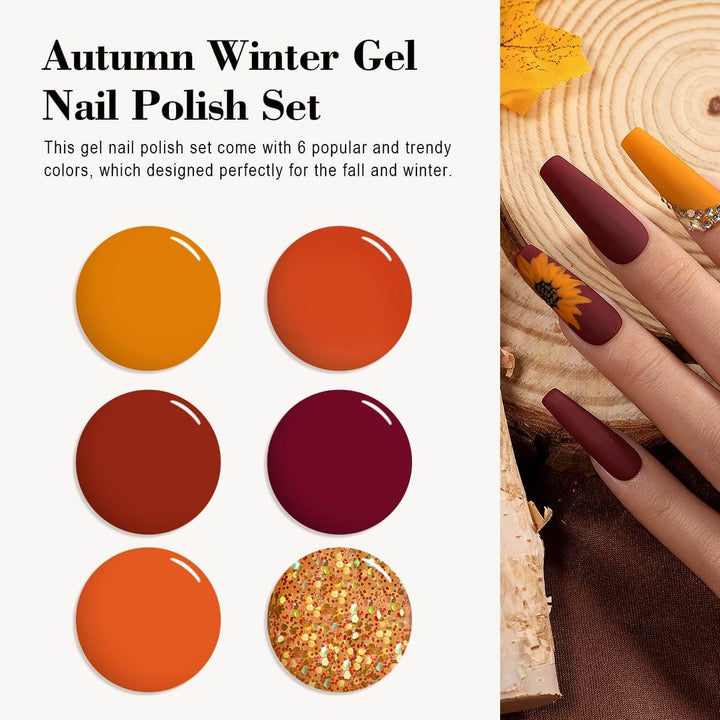 RARJSM ® Golden Thanksgiving Series Autumn and Winter Gel Nail Polish 6-Color Set | 7.5ml 6pcs