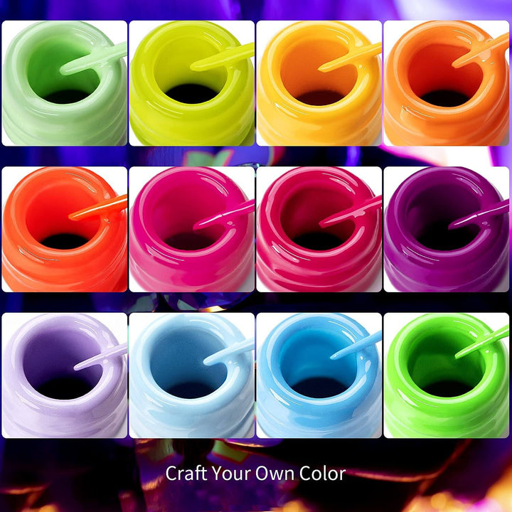 RARJSM ® Halloween 12 Colors Glow In The Dark Nail Art Gel Liner Polish Set｜8ml 12pcs