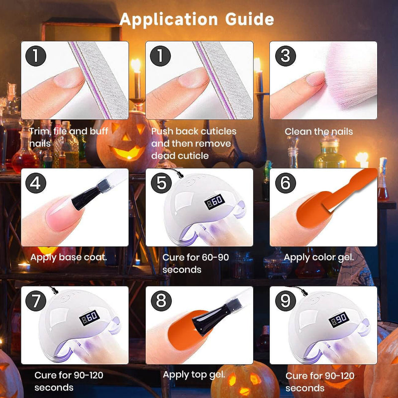 RARJSM ® Halloween 6 Colors Glow In The Dark Painting Nail Art Gel Liner Polish Set｜8ml 6pcs