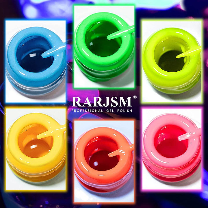 RARJSM ® Halloween 6 Colors Glow In The Dark Painting Nail Art Gel Liner Polish Set｜8ml 6pcs