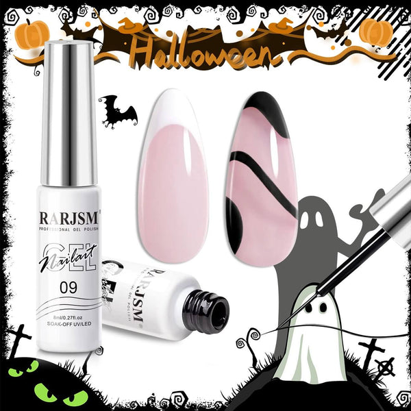 RARJSM ® Halloween Ghosts and Witches Classic Black and White Nail Art Gel Liner Painting Nail Gel Polish Set | 8ml 2pcs