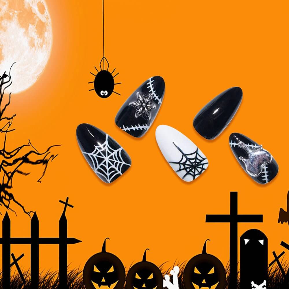 RARJSM ® Halloween Ghosts and Witches Classic Black and White Nail Art Gel Liner Painting Nail Gel Polish Set | 8ml 2pcs