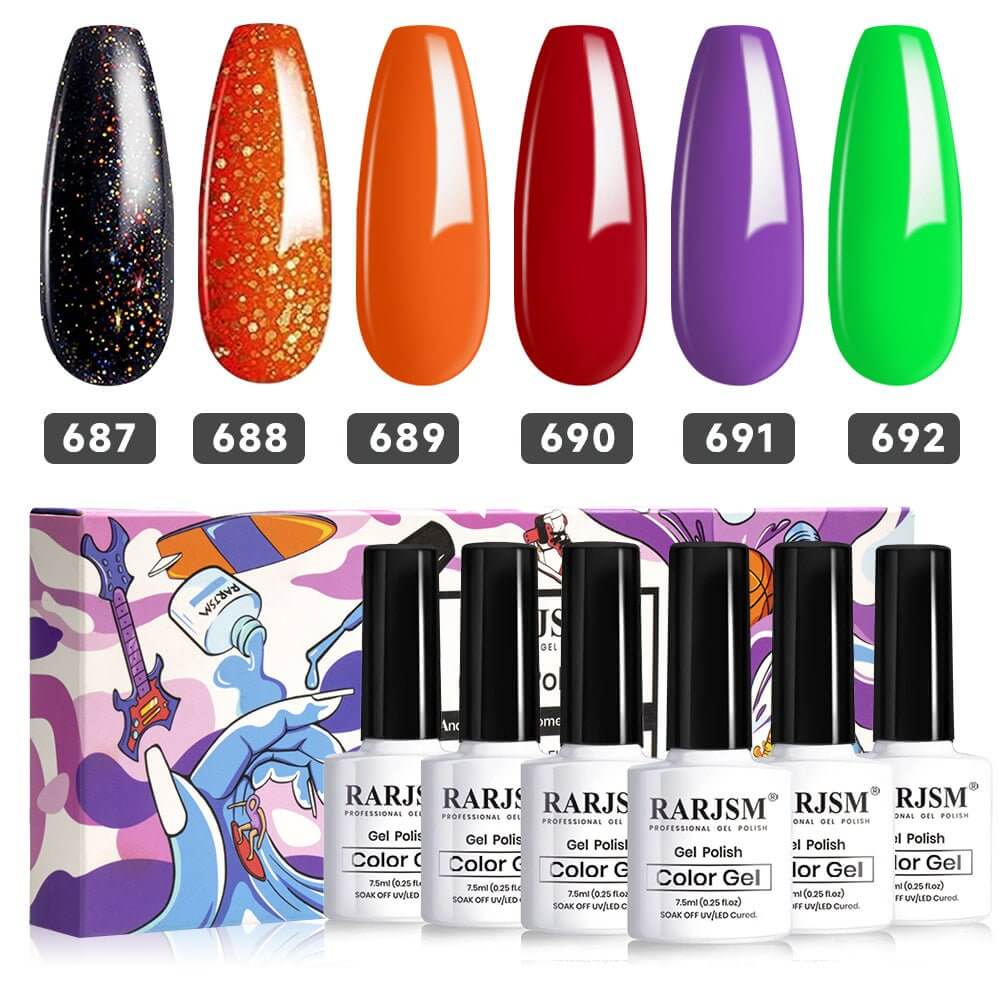 RARJSM ® Halloween Series Autumn Pumpkin 6 Shades Gel Nail Polish Set｜7.5ml 6pcs