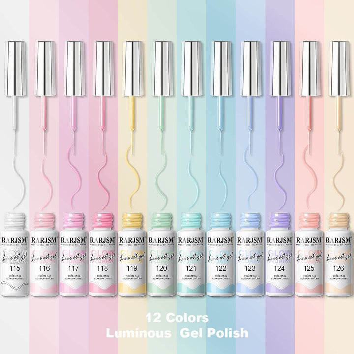RARJSM ® Nail Art Gel Liner |12 Colors Glow in the Dark Painting Nail Gel Polish Set｜5ml 12pcs