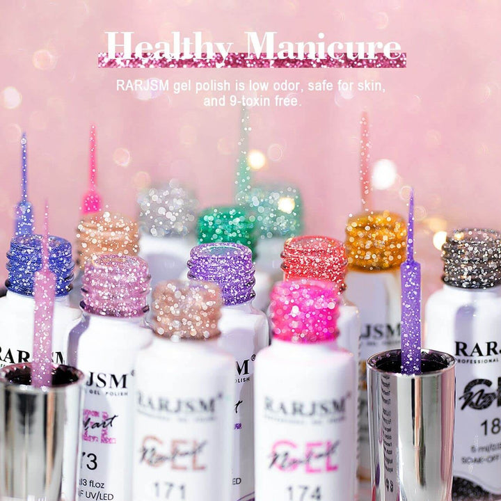 RARJSM ® Nail Art Gel Liner | 12 Colors Reflective Glitter Painting Nail Gel Polish Set｜5ml 12pcs