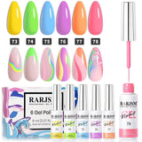 Marshmallow pastel gel liner 6 candy colors 73-78 yellow green blue purple orange pink nail art TPO HEMA free 8ml
