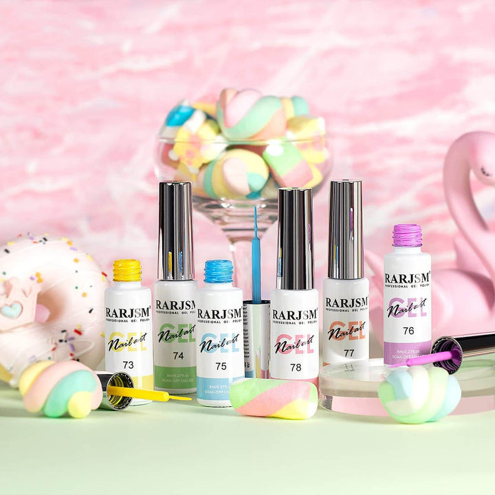 RARJSM ® Nail Art Gel Liner | 6 Colors Marshmallow Pastel Painting Nail Gel Polish Set｜8ml 6pcs