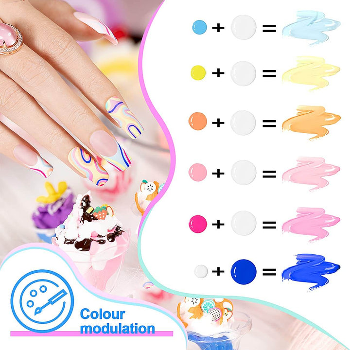 RARJSM ® Nail Art Gel Liner |Spring Summer collection | 12 Colors Pastel Color Painting Nail Gel Polish Set｜5ml 12pcs