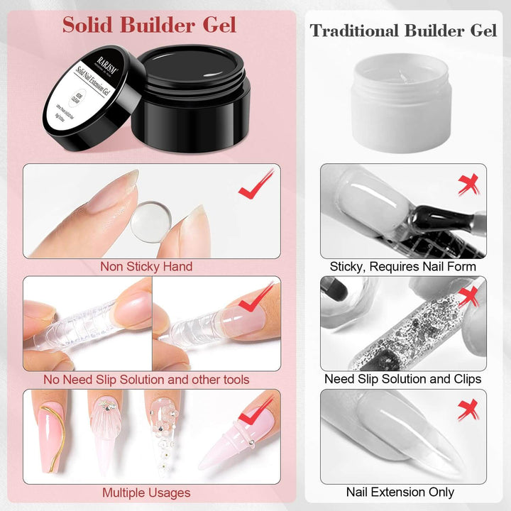 RARJSM ®Non-stick Solid Builder Gel |Clear Solid Building Extension Nail Gel | 15g