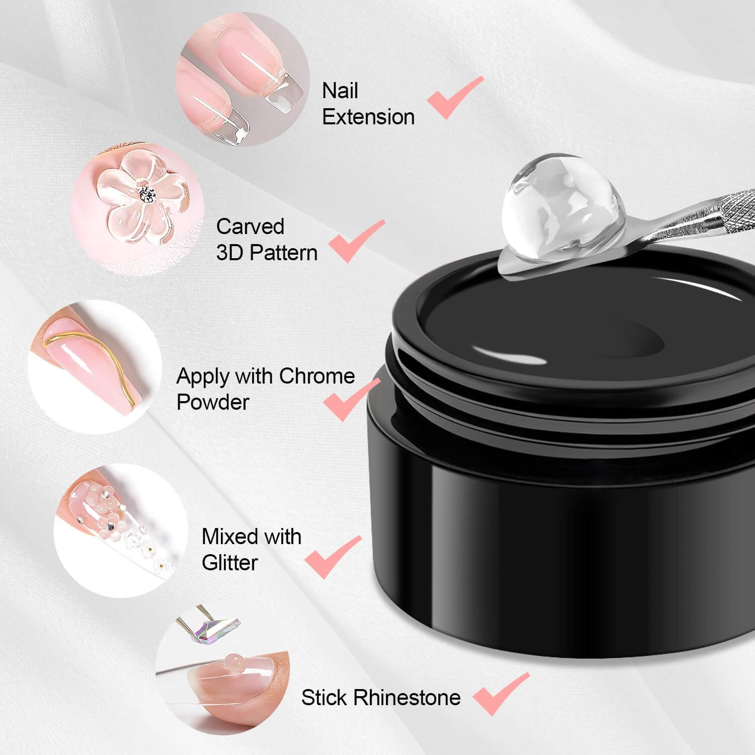 RARJSM ®Non-stick Solid Builder Gel |Clear Solid Building Extension Nail Gel | 15g