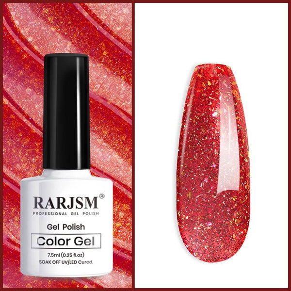 Red |RARJSM ® Brilliant fireworks Glitter Gel Nail Polish | 7.5ml #710