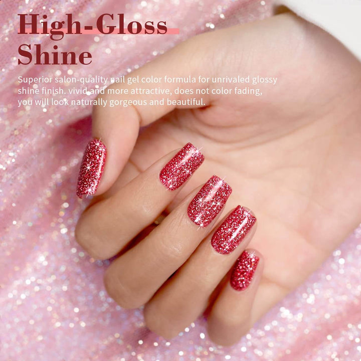 Red Sparkle Color | RARJSM ®Reflective Glitter Gel Nail Polish | 7.5ml #415