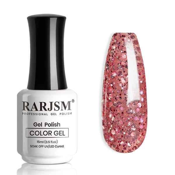 Rose Pink Diamond Glitter Gel Nail Polish 15ml #732 - RARJSM
