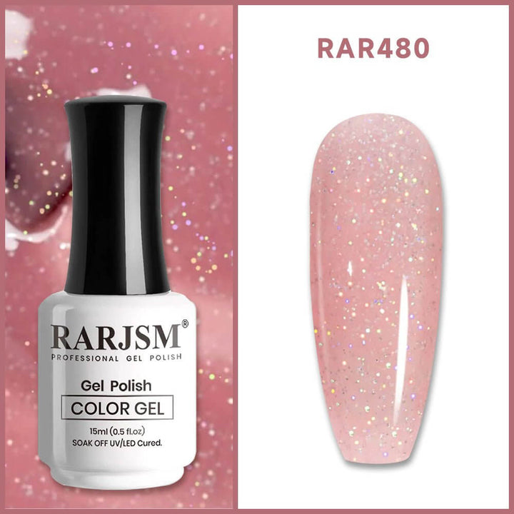 RARJSM ® Rose Pink Shimmer Gel Nail Polish 15ml #480
