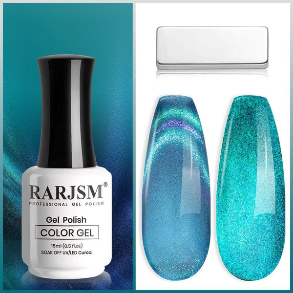 RARJSM ® Sea Blue & Green Magic Ice Jelly Cat Eye Gel Polish 15ml