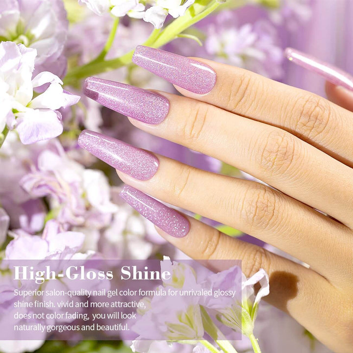 RARJSM ® Sheer Violet Series 6pcs Jelly Shimmery Gel Nail Polish Set