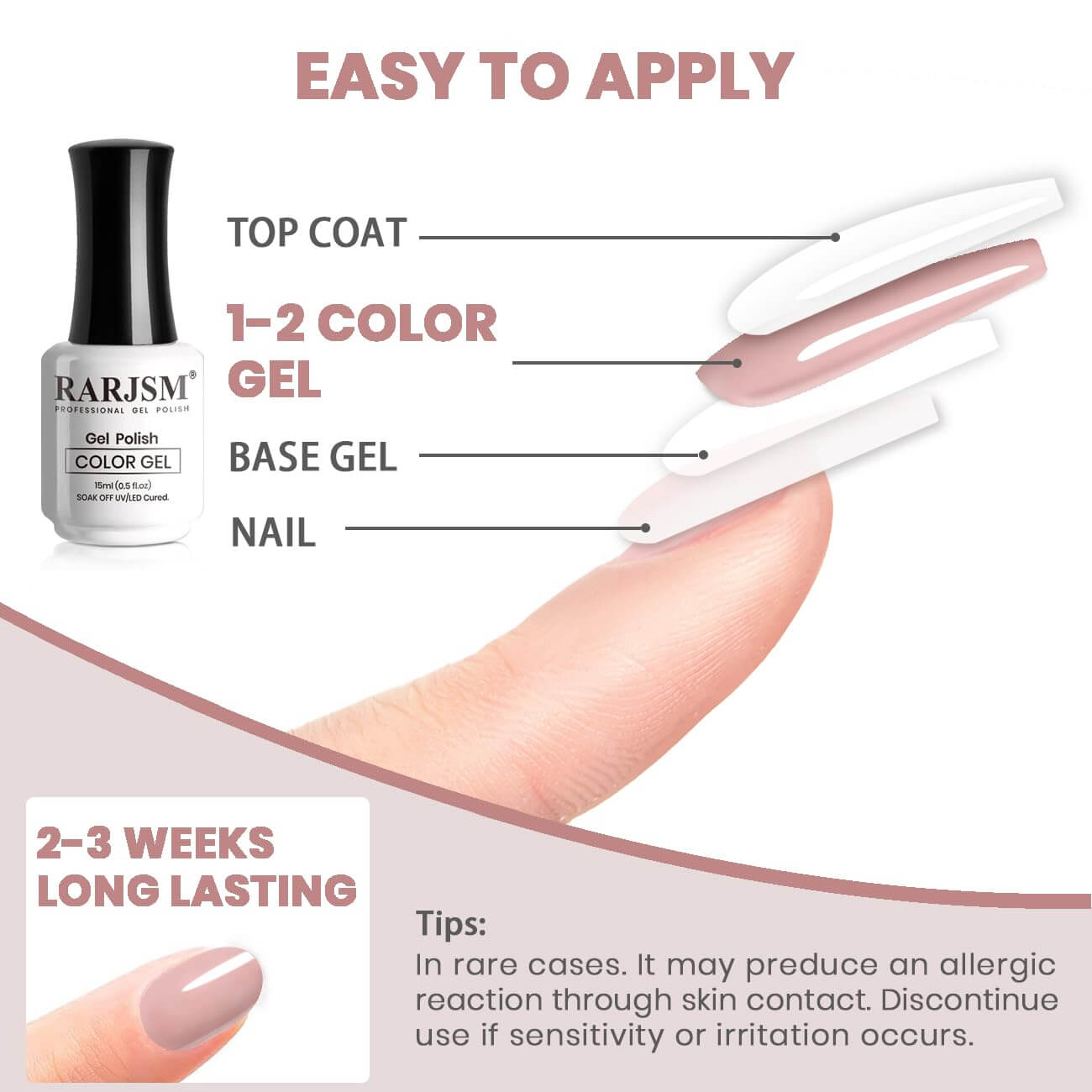 Sheer Pink rarjsm Basic nail colors Classic nude Gel Nail Polish