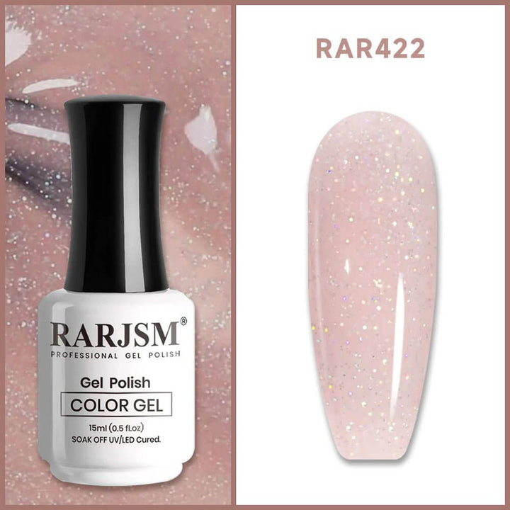 RARJSM ®Sheer Pink Rainbow Shimmer Gel Nail Polish 15ml #422