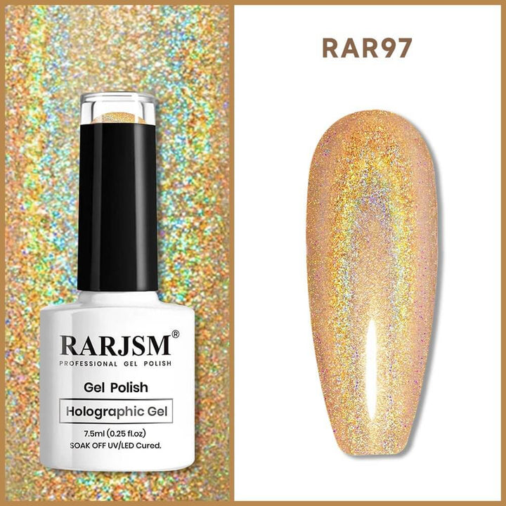 RARJSM ®Shimmer Gold Holographic Gel Nail Polish 7.5ml