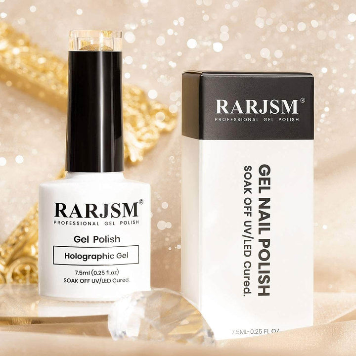 RARJSM ®Shimmer Gold Holographic Gel Nail Polish 7.5ml