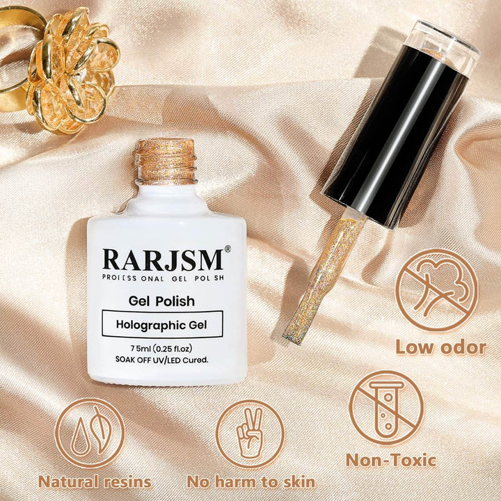 RARJSM ®Shimmer Gold Holographic Gel Nail Polish 7.5ml