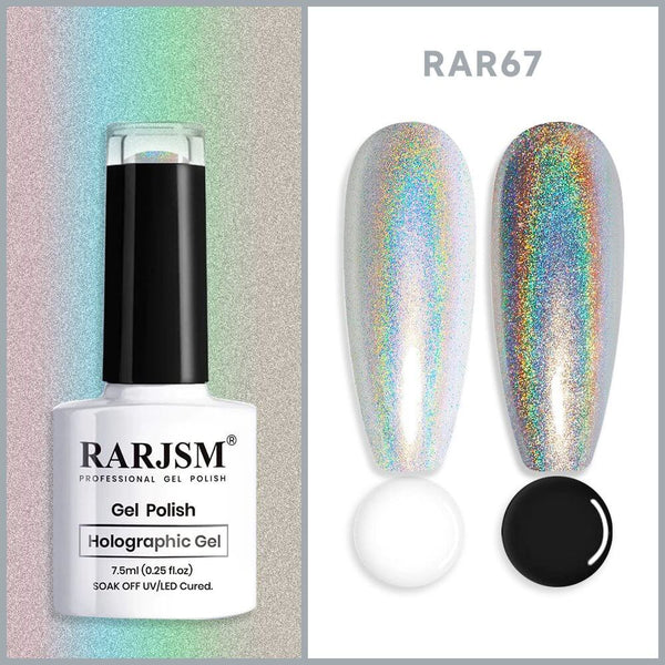 RARJSM ®Silver Glitter Holographic Gel Nail Polish 7.5ml