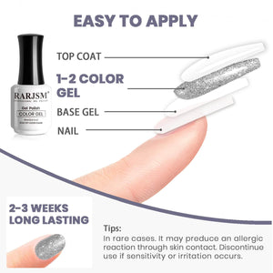 RARJSM ® Silver Shiny Metallic Diamond Glitter Gel Nail Polish