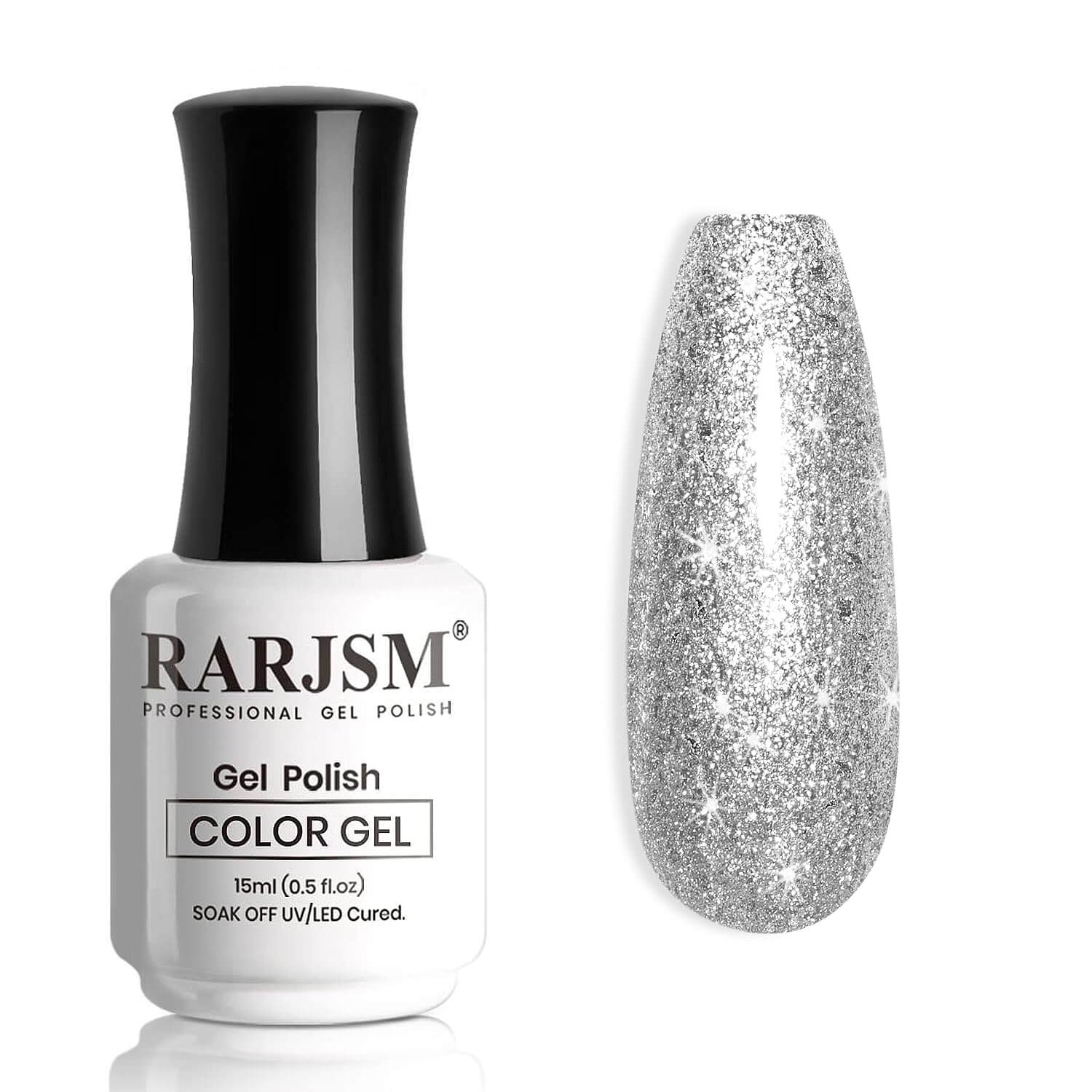 RARJSM ® Silver Shiny Metallic Diamond Glitter Gel Nail Polish