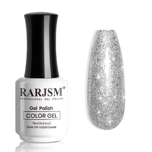 RARJSM ® Silver Shiny Metallic Diamond Glitter Gel Nail Polish