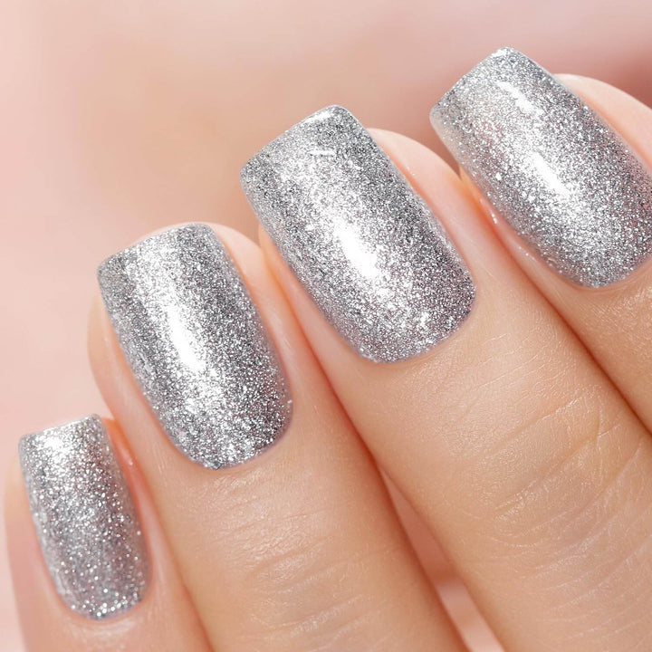 Silver Shiny Metallic Diamond Glitter Gel Nail Polish 15ml #744 - RARJSM